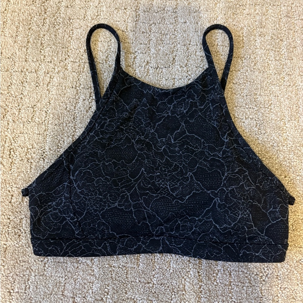 Lululemon Floral High Neck Black Sports Bra